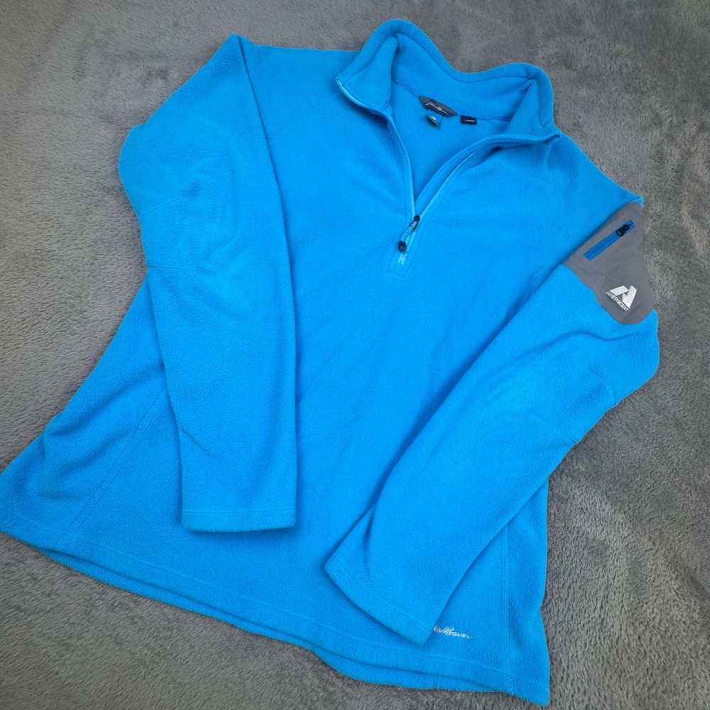 Eddie Bauer First Ascent Fleece Womens L Blue Excellent Polartec Quarter Zip